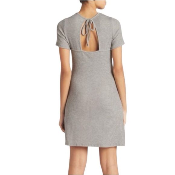 Heatherly for Stitch Fix Gray Ribbed Tie-Back Dress | Cozy Fall Lounge T-Shirt D - Picture 15 of 16